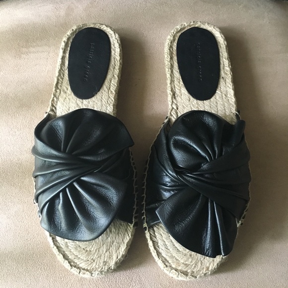 Patricia Green Shoes - PATRICIA GREEN NIB AUTHENTIC BLACK GENUINE LEATHER ESPADRILLES SLIP ON